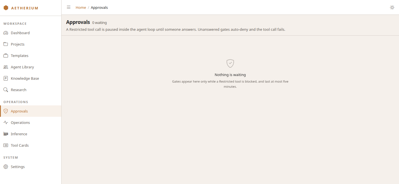 The Approvals page with nothing waiting
